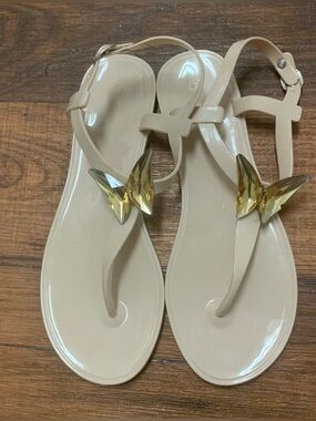 Women's Size 7 Summer Butterfly Crystal Beach Flat Nude Jelly Sandals